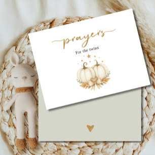 Elegant White Gold Pumkins Prayers For Baby Twins Enclosure Card