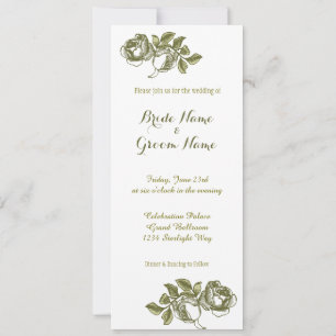 Elegant White Gold Roses Custom Wedding Invitation