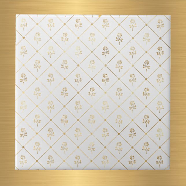 Elegant White Gold Roses Tile (Creator Uploaded)