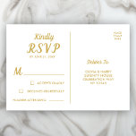Elegant White Gold RSVP Postcard<br><div class="desc">Elegant white and gold RSVP card. Easily add your custom details.</div>