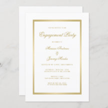 Elegant White Gold Script Engagement Party