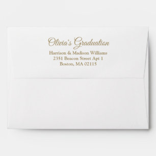 Elegant white gold script personalized graduation envelope