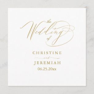 Elegant White Gold Script Typography Wedding Programme