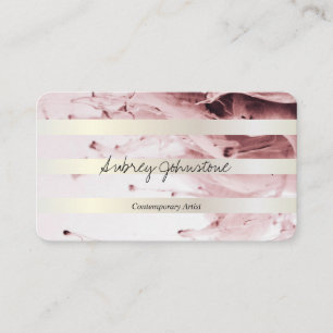 Elegant White Gold Stripes   Contemporary Art Business Card