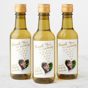 Elegant White Gold Thank You 2025 Graduation Favou Wine Label