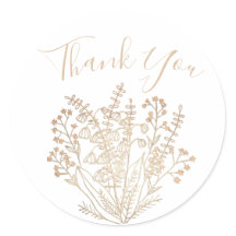 Elegant White & Gold Thank You Sticker