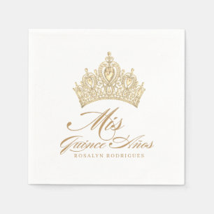 Elegant White Gold Tiara Mis Quince Anos Napkin