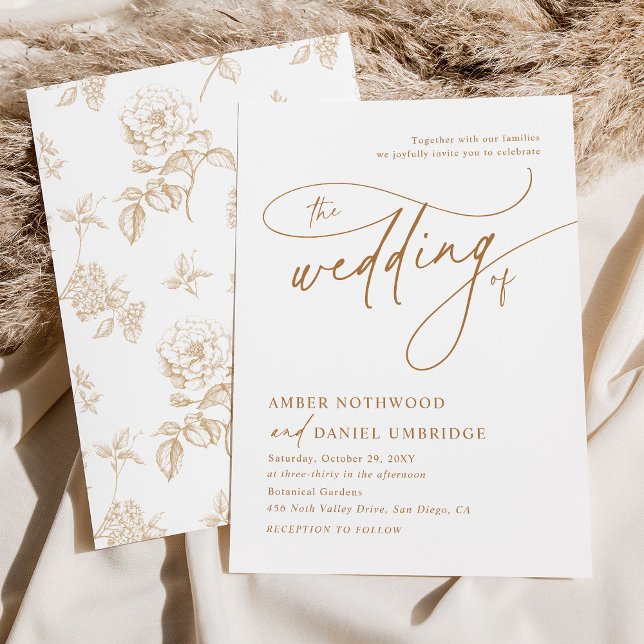 Elegant White & Gold Vintage Floral Wedding Invitation (Creator Uploaded)