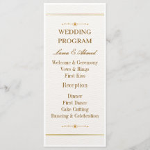 Elegant White Gold Wedding Program | Luxury Weddin