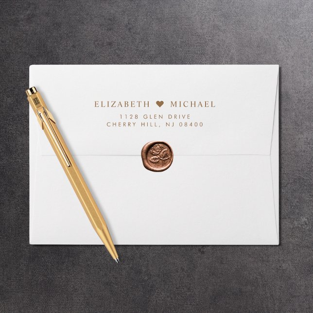 Elegant White Gold Wedding Return Address Envelope (Creator Uploaded)