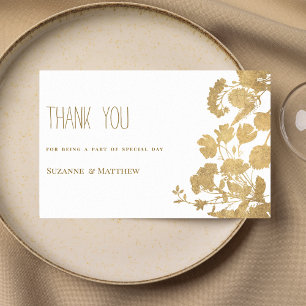 Elegant white gold wildflower luxury Thank You Invitation