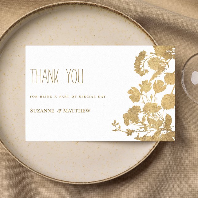 Elegant white gold wildflower luxury Thank You Invitation (Elegant white gold wildflower luxury Thank You)