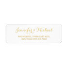 Elegant White Golden Script Wedding Return Address