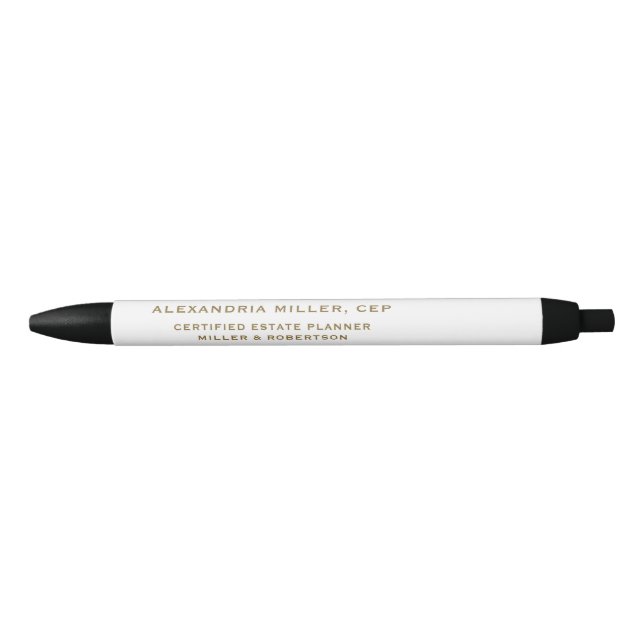 Elegant White Golden Typography Writing Pen (Front)
