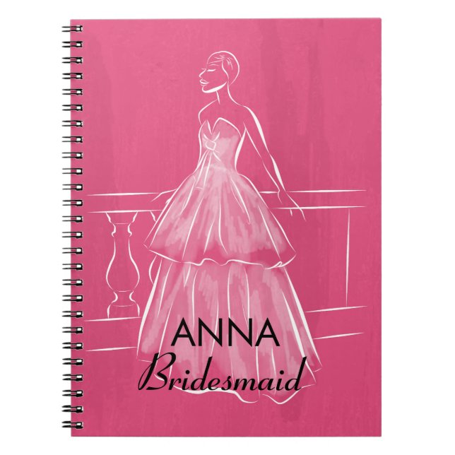 Elegant White Gown Bridal Shower Favour Notebook (Front)