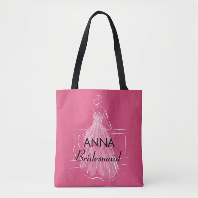 Elegant White Gown Bridal Shower Tote Bag (Front)