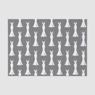 Elegant White Gown on Grey - Stylish Pattern Tissue Paper