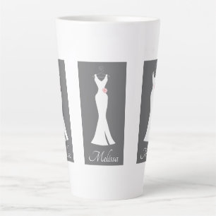 Elegant White Gown on Grey - Stylish Simple Desig Latte Mug