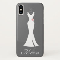 Elegant White Gown on Grey - Stylish Simple Design