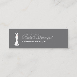 Elegant White Gown on Grey - Stylish Simple Design Mini Business Card