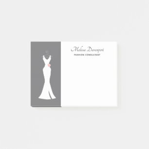 Elegant White Gown on Grey - Stylish Simple Design Post-it Notes