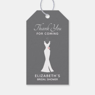 Elegant White Gown Stylish Simple Bridal Shower Gift Tags