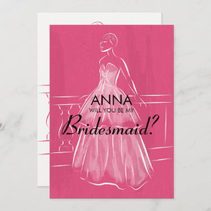 Elegant White Gown Will You Be My Bridesmaid Card