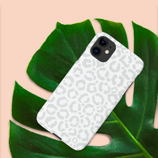 Elegant White Gray Leopard Cheetah Animal Print Case-Mate iPhone Case