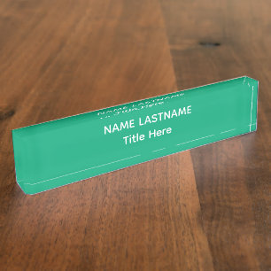 Elegant white & green custom name Desk Nameplate