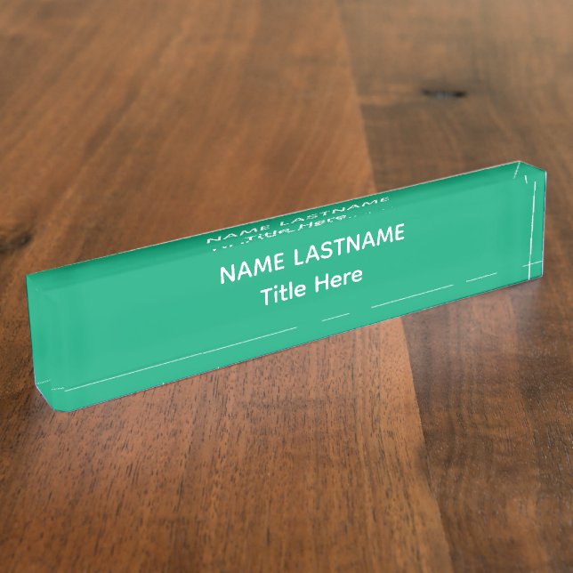 Elegant white & green custom name Desk Nameplate (Side)