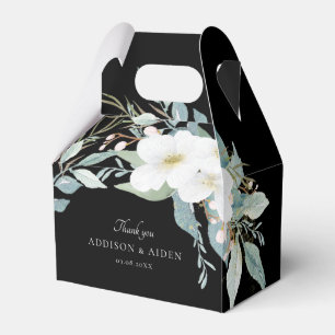 Elegant White Green Floral Wedding Favour Box