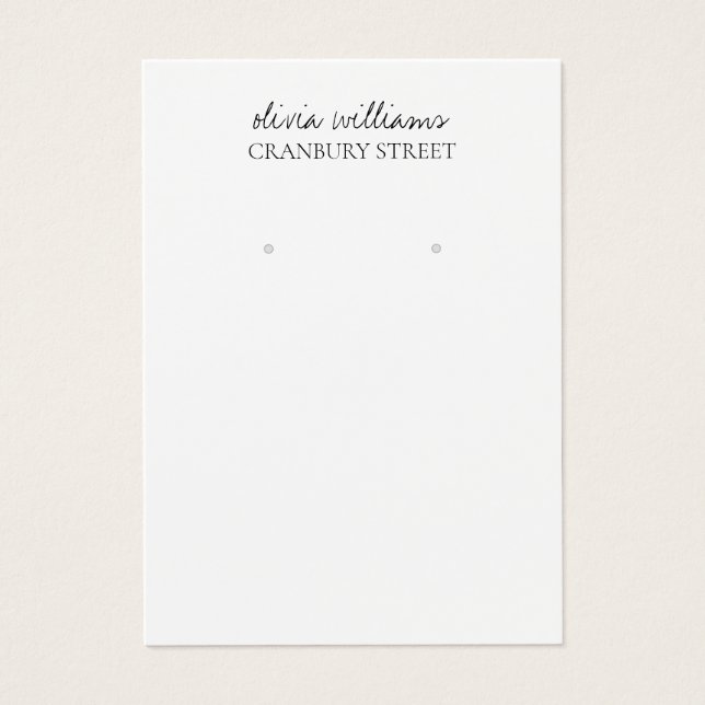 Elegant White Green Minimal Earring Display Card  (Front)