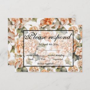 Elegant white green orange boho watercolor floral  RSVP card