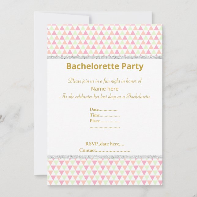 ELEGANT WHITE GREEN PINK BACHELORETTE INVITATION (Front)