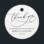 Elegant White & Green Simple Thank You Favour Tags<br><div class="desc">Designed to coordinate with our Romantic Script wedding collection,  this customisable tag,  features a calligraphy graphic thank you,  paired with a classy serif font in black. Matching items available.</div>