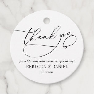 Elegant White & Green Simple Thank You Favour Tags