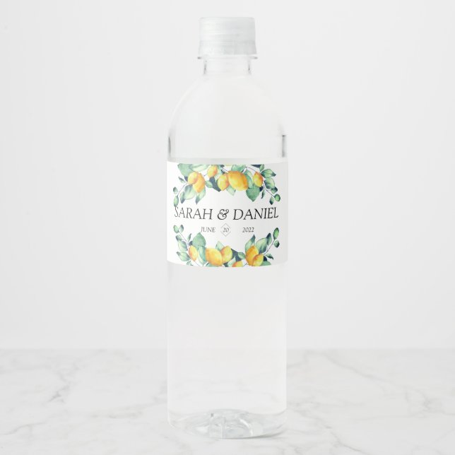 Elegant White Green Water Bottle Label (Front)