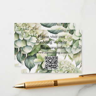 Elegant white green watercolor floral hydrangeas enclosure card