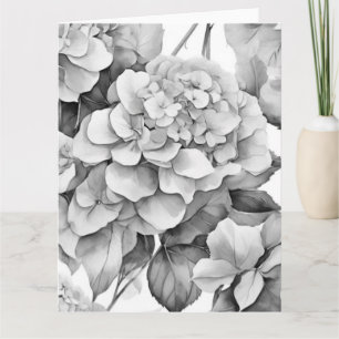 Elegant white grey black floral watercolor  card