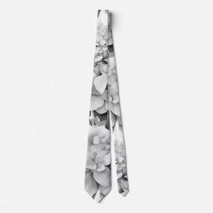 Elegant white grey black floral watercolor tie