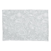 Elegant White & Grey Floral Paisley Pattern