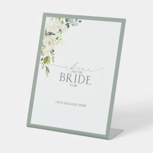 Elegant White Grey Green Advice To The Bride Pedestal Sign