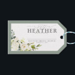 Elegant White Grey Green Bridal Shower No Wrap Gift Tags<br><div class="desc">Enclose this gift tag with your invitations for your guests to attach to their gifts. Designed to match my bestselling Elegant White Grey Green Watercolor Floral Bridal Shower Suite, this No Wrap gift tag features the same elegant script calligraphy and text, lush grey green botanical leaves and eucalyptus, and bordered...</div>
