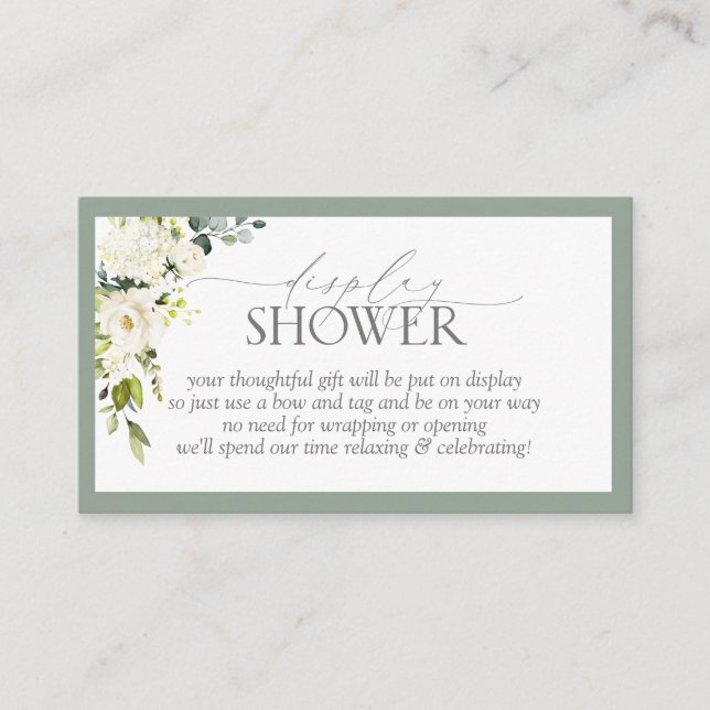Elegant White Grey Green Display Shower Enclosure Card (Front)