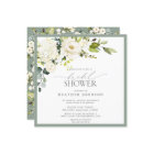 Elegant White Grey Green Watercolor Bridal Shower