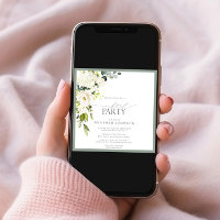 Elegant White Grey Green Watercolor Cocktail Party