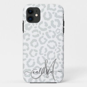 Elegant White Grey Leopard Cheetah Animal Print Case-Mate iPhone Case