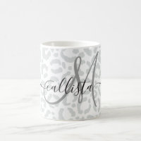 Elegant White Grey Leopard Cheetah Animal Print