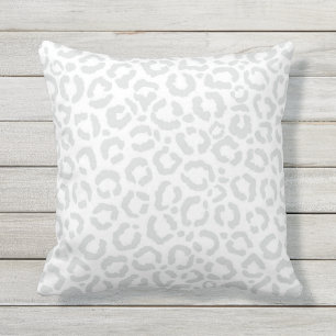Elegant White Grey Leopard Cheetah Animal Print Cushion