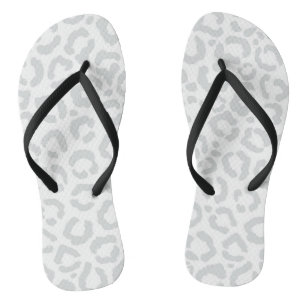 Elegant White Grey Leopard Cheetah Animal Print Jandals